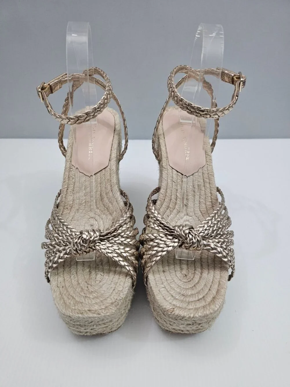 Loeffler Randall Pamela Mignon Espadrille Wedge Women 9 Champagne Knotted Sandal